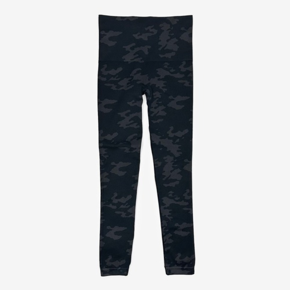 Spanx EcoCare Seamless Leggings Size S Black Camo Stretch Activewear Gym Workout